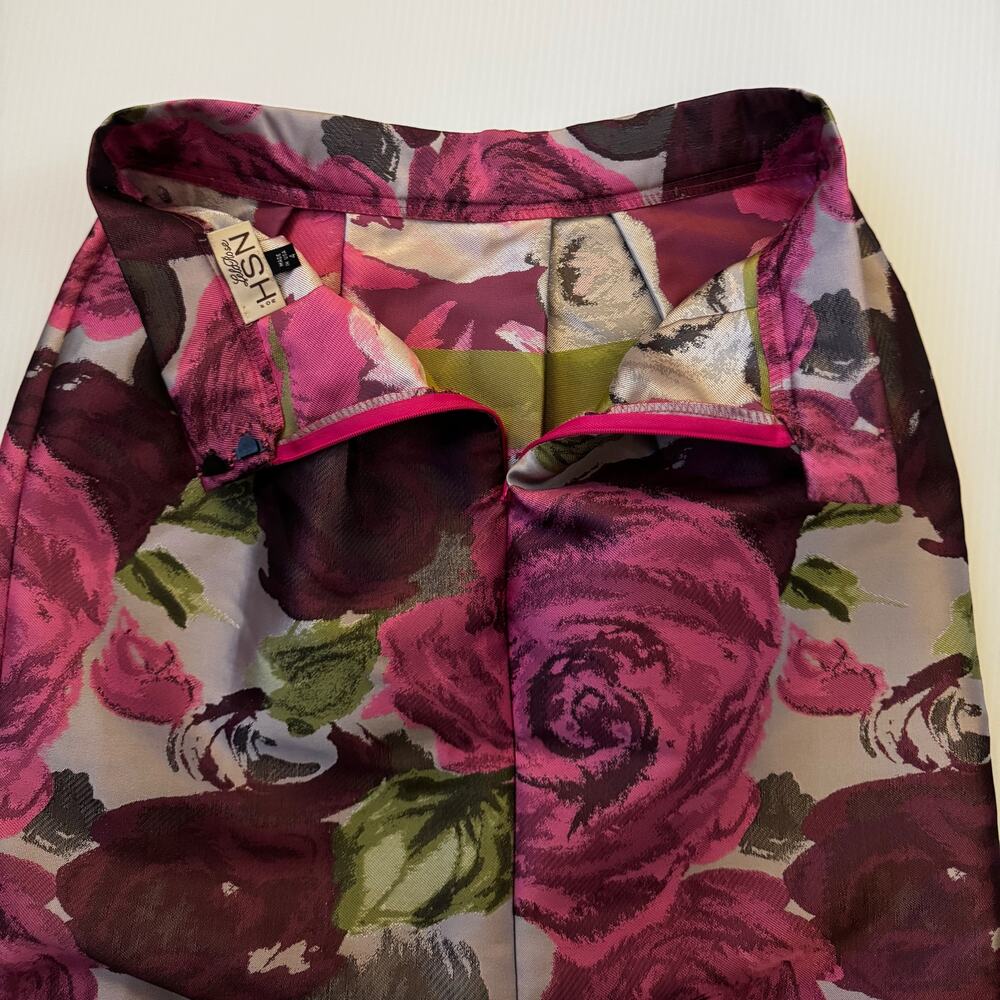 Lela Rose Pleated Pencil Skirt Sz 4 Rose Floral Jacquard Moody Dark Feminine - Picture 13 of 14